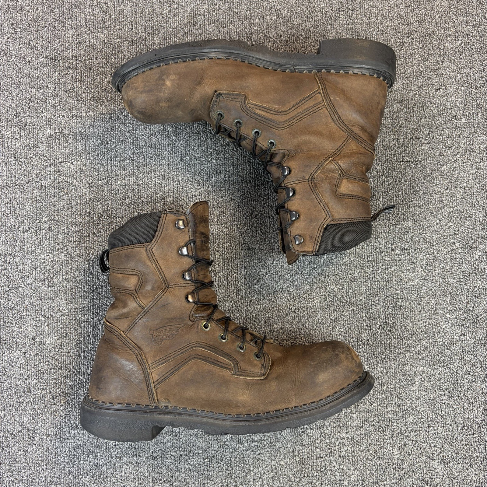 Red Wing #4414 Brown Leather Steel Toe Waterproof Boots Size 10.5 D Made In Usa